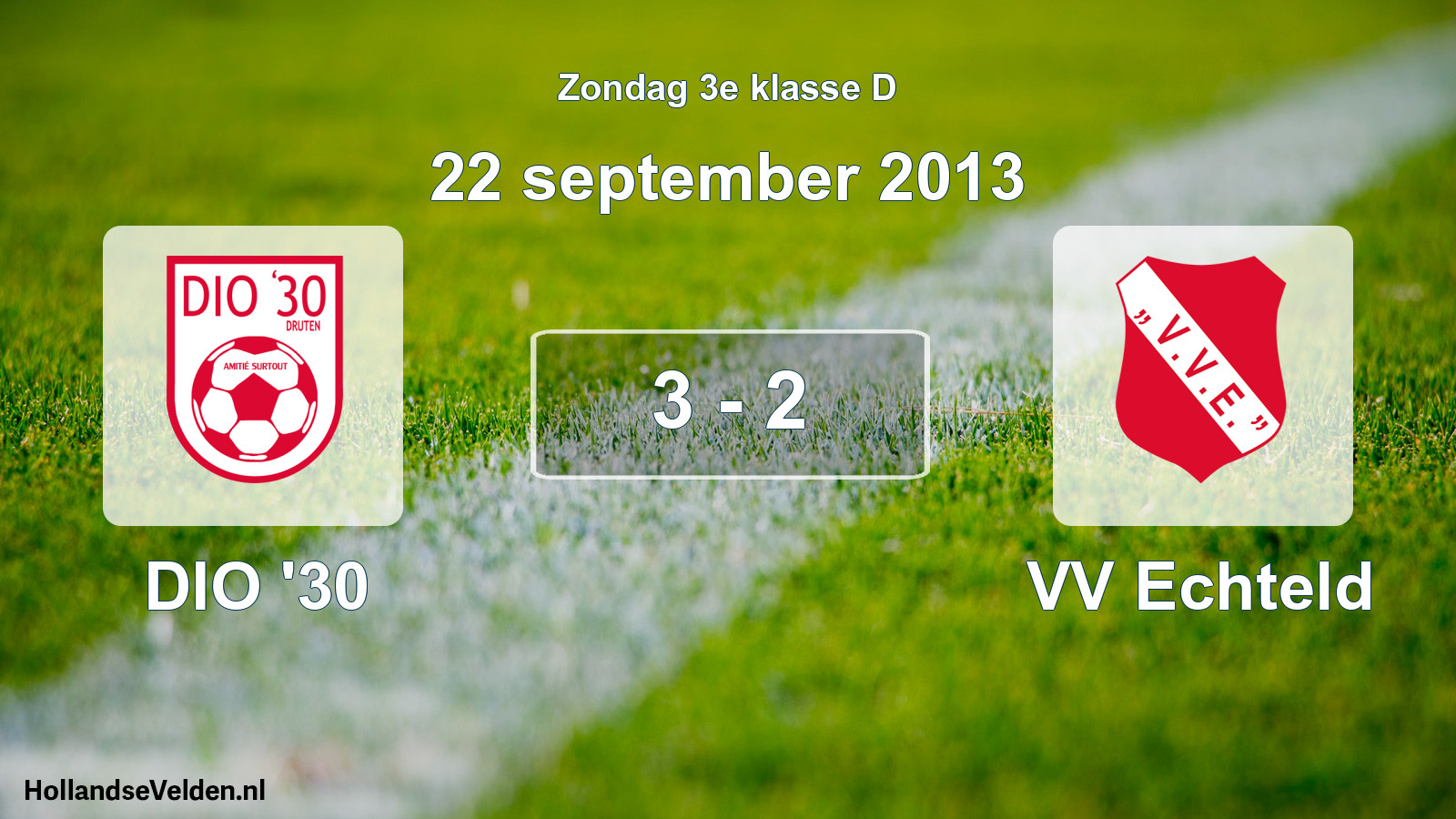 Total number of matches played: DIO '30 - VV Echteld 3 - 2 (22 September 2013)