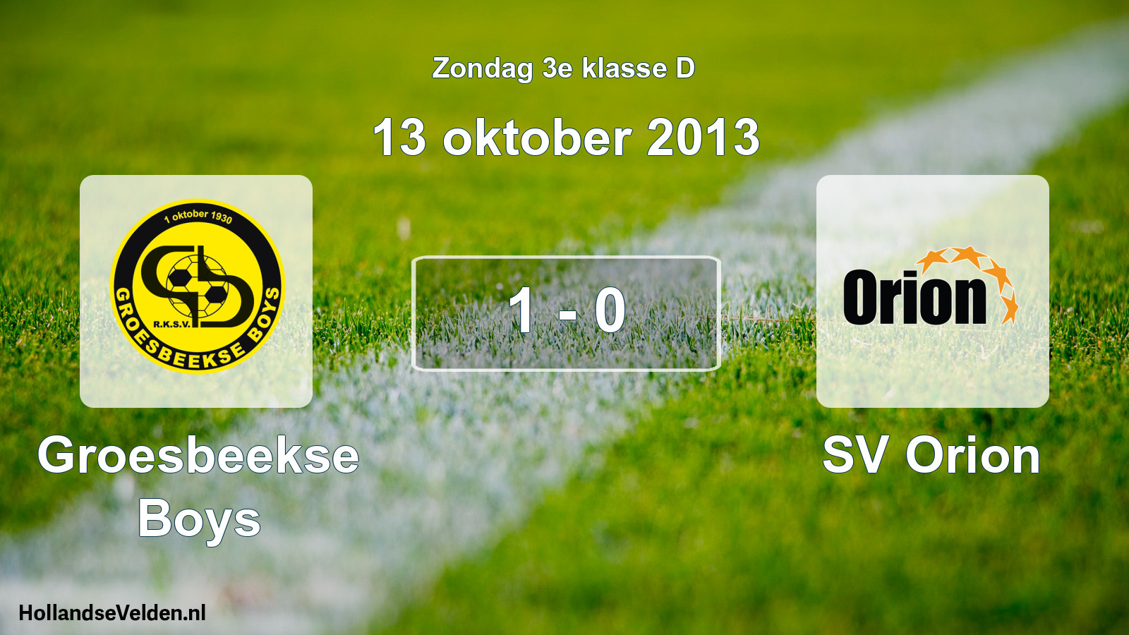 Total number of matches played: Groesbeekse Boys - SV Orion 1 - 0 (13 October 2013)