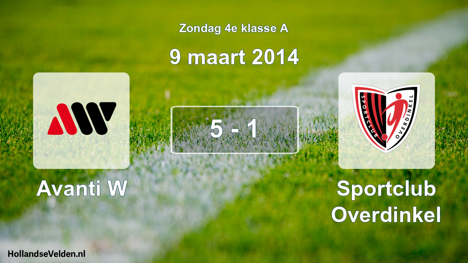 Total number of matches played: Avanti W - Sportclub Overdinkel 5 - 1 (9 March 2014)