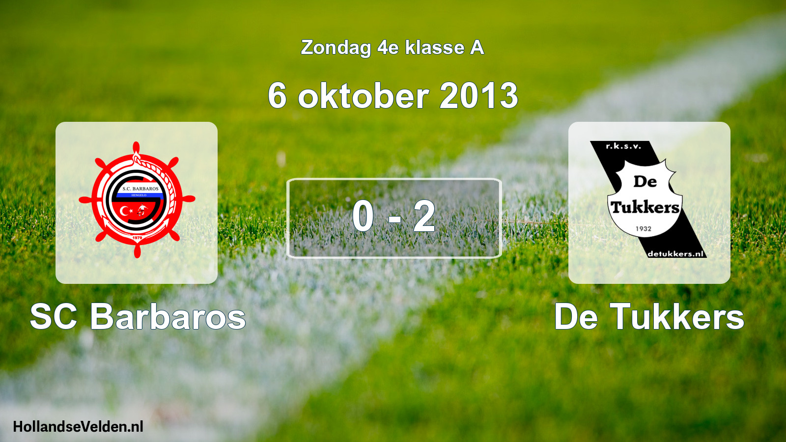 Total number of matches played: SC Barbaros - De Tukkers 0 - 2 (6 October 2013)