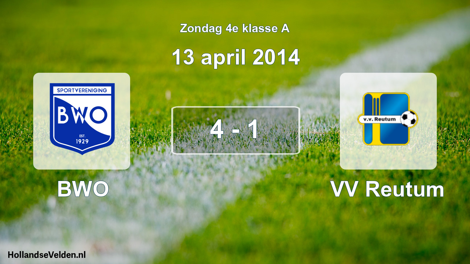 Total number of matches played: BWO - VV Reutum 4 - 1 (13 April 2014)