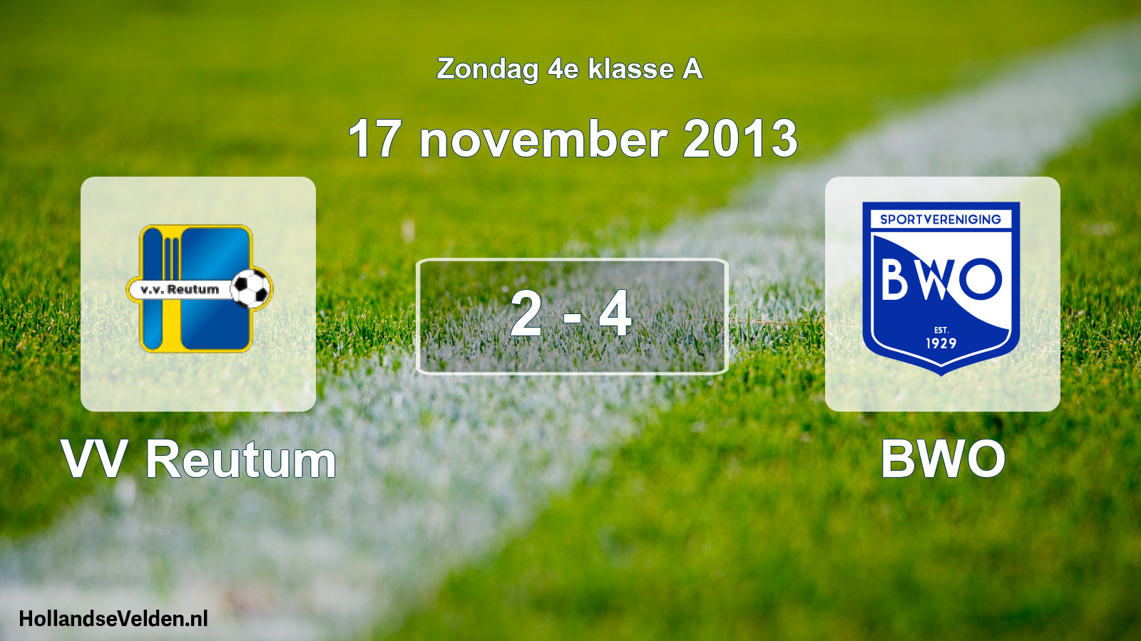 Total number of matches played: VV Reutum - BWO 2 - 4 (17 November 2013)