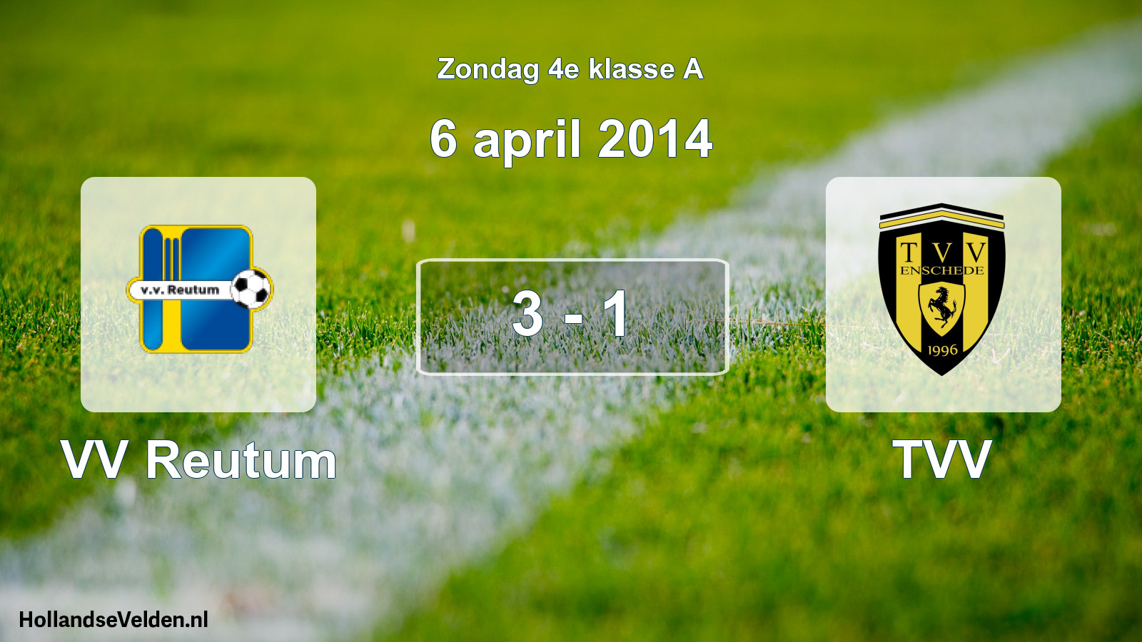 Total number of matches played: VV Reutum - TVV 3 - 1 (6 April 2014)