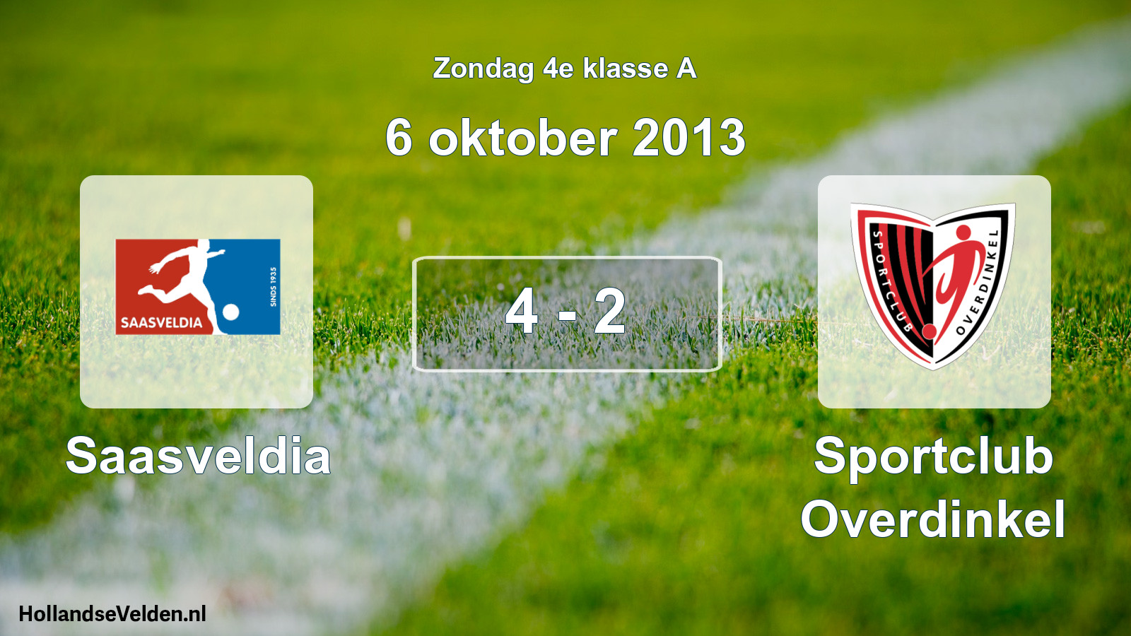 Total number of matches played: Saasveldia - Sportclub Overdinkel 4 - 2 (6 October 2013)