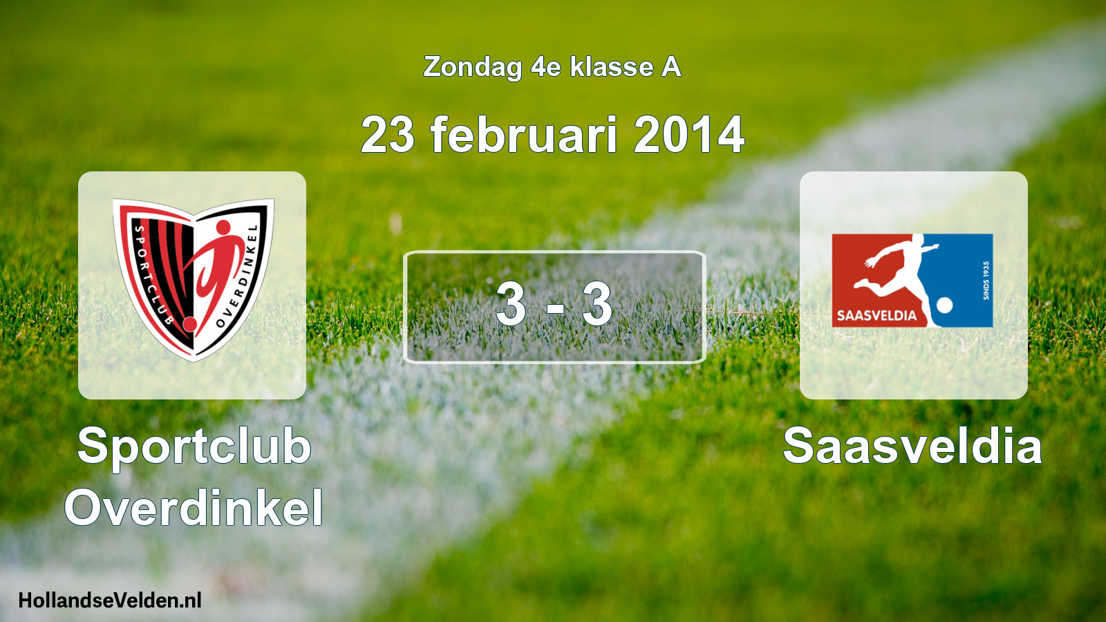 Total number of matches played: Sportclub Overdinkel - Saasveldia 3 - 3 (23 February 2014)