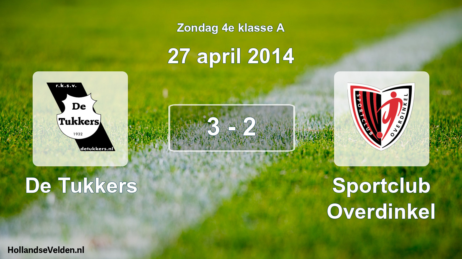 Total number of matches played: De Tukkers - Sportclub Overdinkel 3 - 2 (27 April 2014)