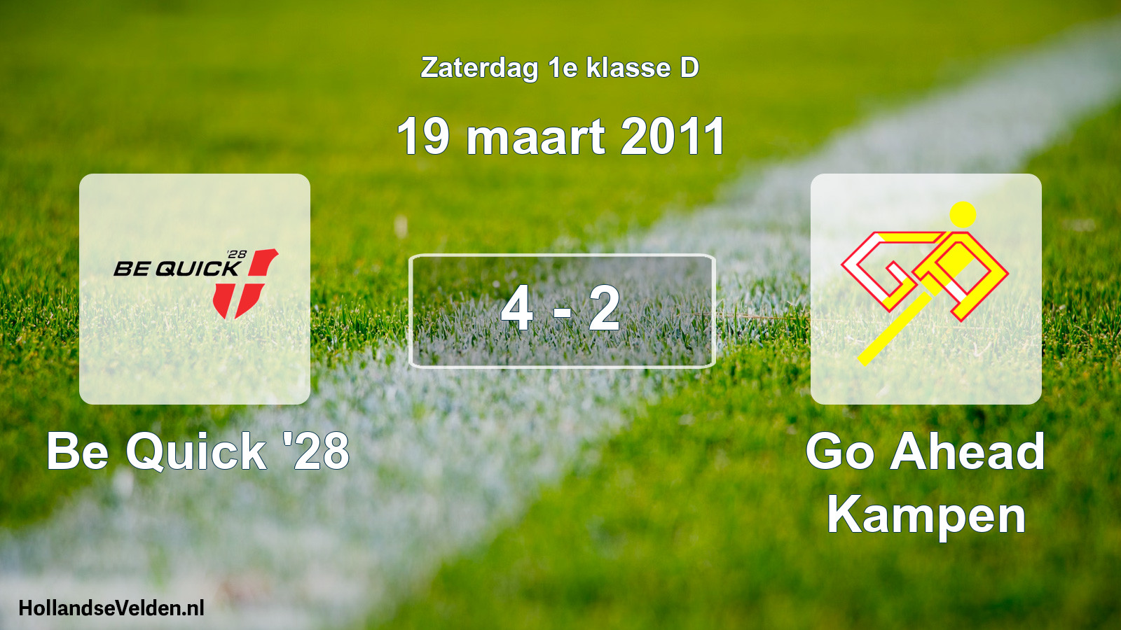 Total number of matches played: Be Quick '28 - Go Ahead Kampen 4 - 2 (19 March 2011)