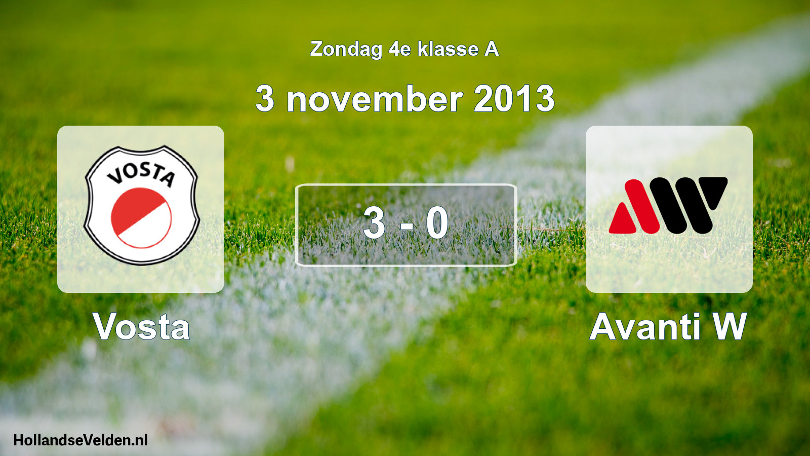 Total number of matches played: Vosta - Avanti W 3 - 0 (3 November 2013)