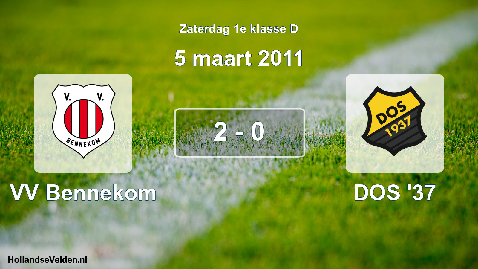 Total number of matches played: VV Bennekom - DOS '37 2 - 0 (5 March 2011)