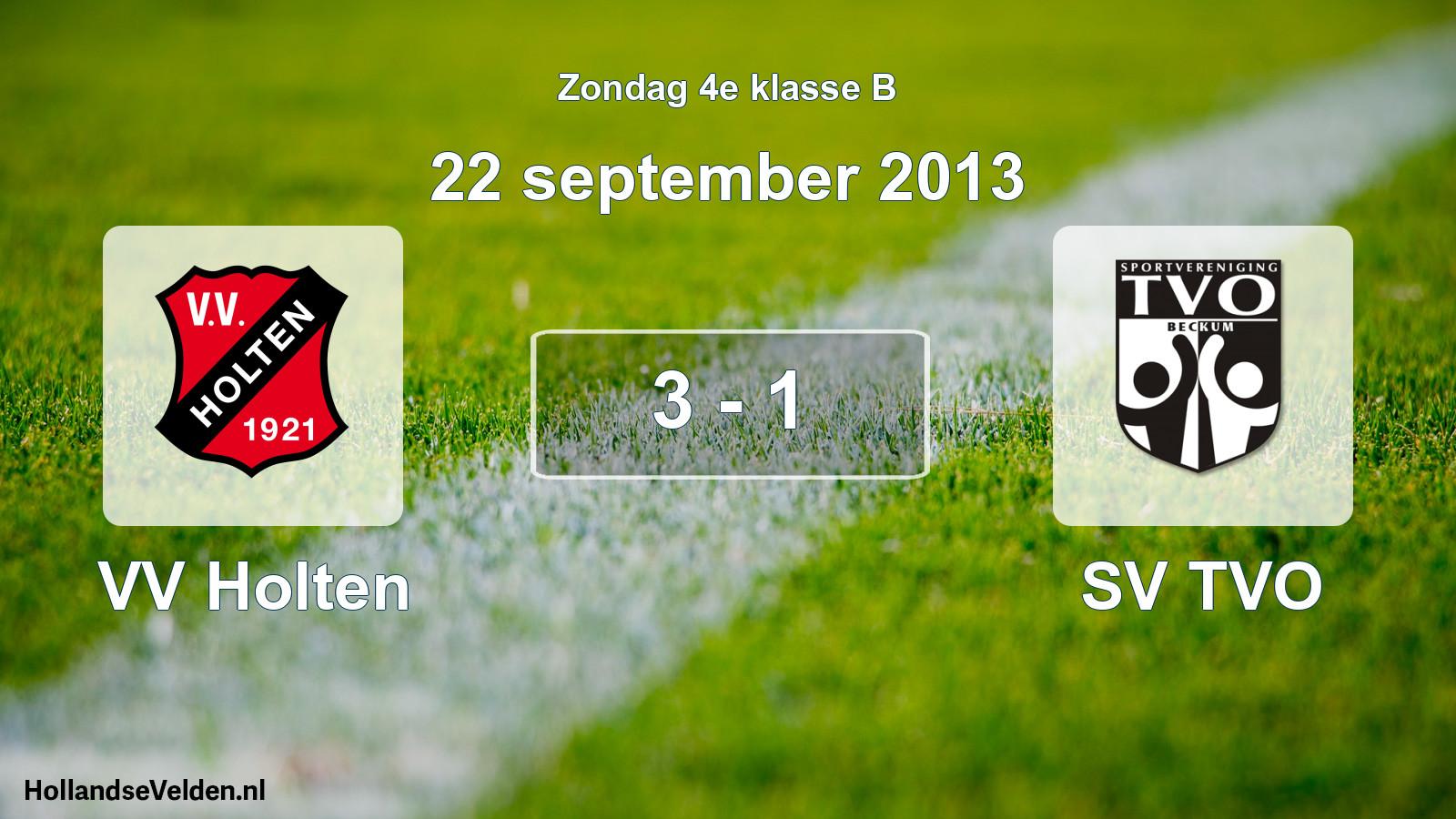 Total number of matches played: VV Holten - SV TVO 3 - 1 (22 September 2013)