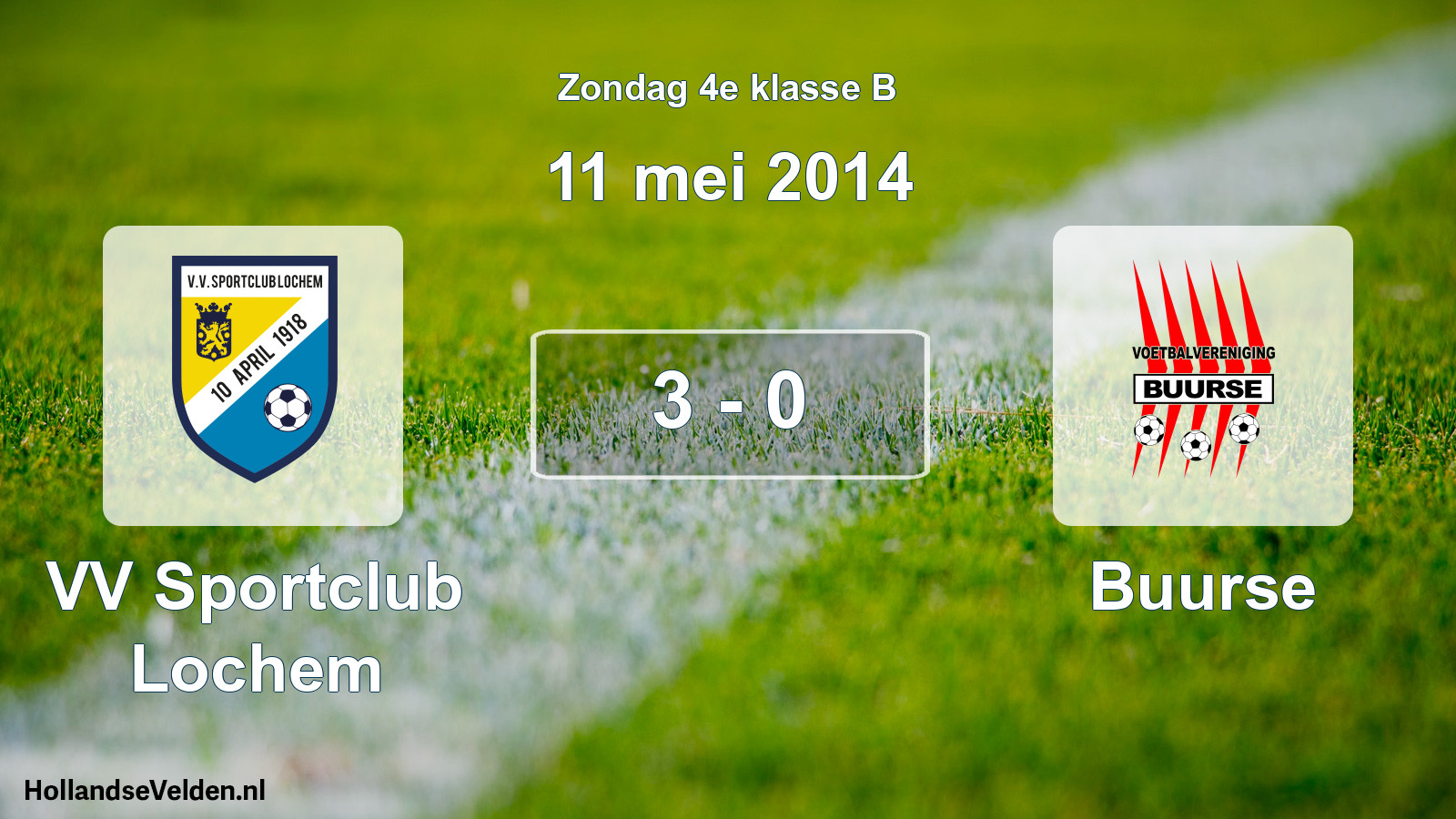 Total number of matches played: VV Sportclub Lochem - Buurse 3 - 0 (11 May 2014)