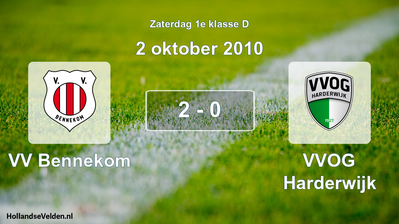 Total number of matches played: VV Bennekom - VVOG Harderwijk 2 - 0 (2 October 2010)