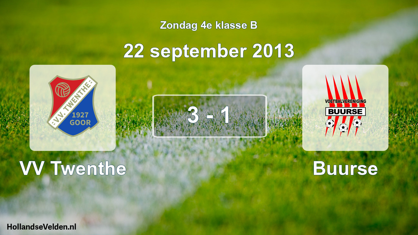 Total number of matches played: VV Twenthe - Buurse 3 - 1 (22 September 2013)