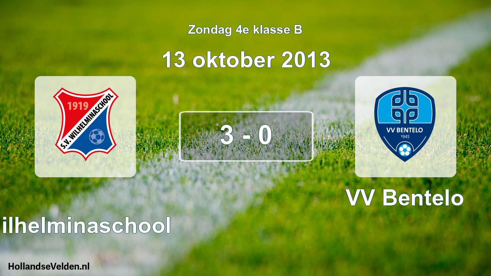 Total number of matches played: Wilhelminaschool - VV Bentelo 3 - 0 (13 October 2013)