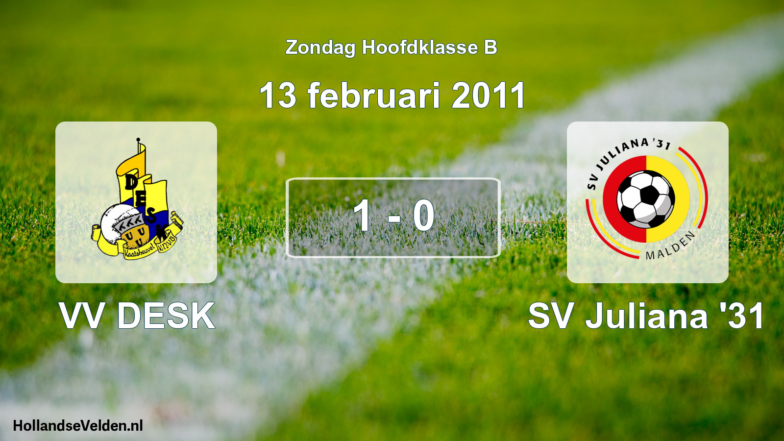 Total number of matches played: VV DESK - SV Juliana '31 1 - 0 (13 February 2011)