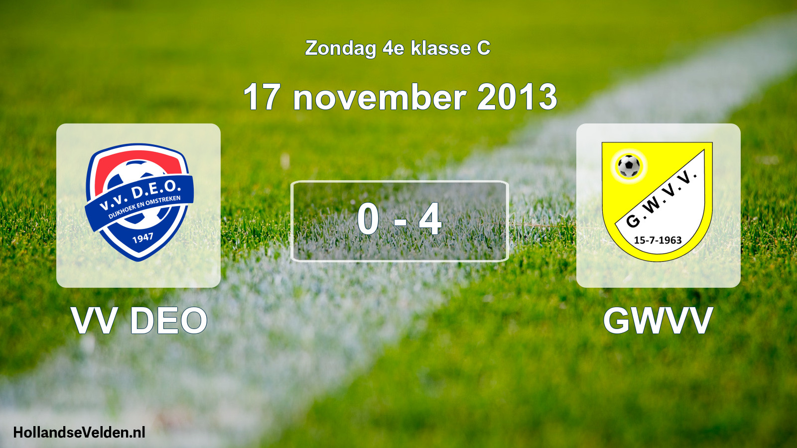 Total number of matches played: VV DEO - GWVV 0 - 4 (17 November 2013)