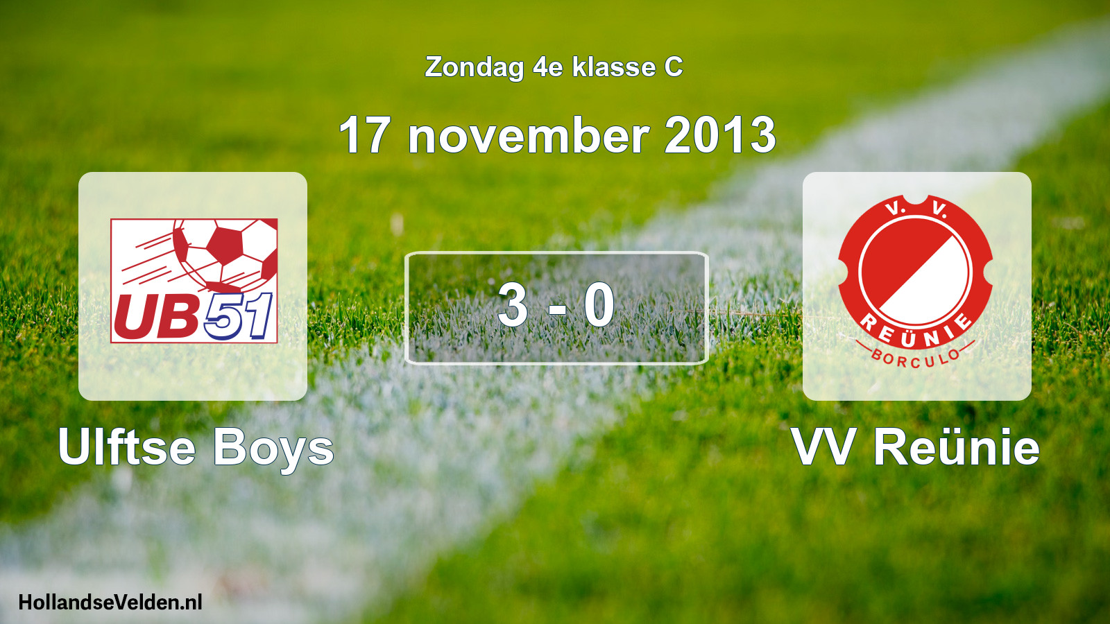 Total number of matches played: Ulftse Boys - VV Reünie 3 - 0 (17 November 2013)