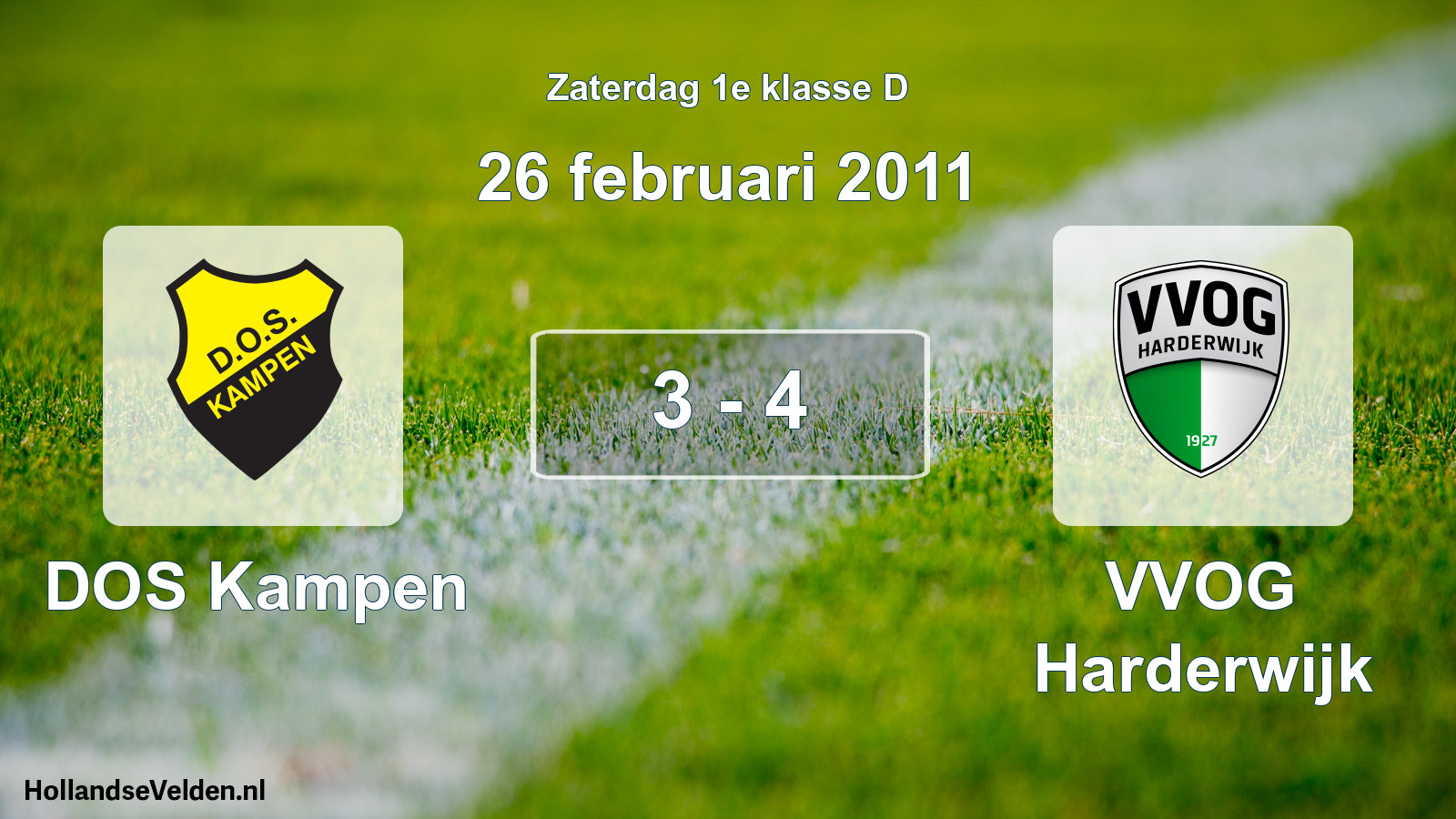 Total number of matches played: DOS Kampen - VVOG Harderwijk 3 - 4 (26 February 2011)