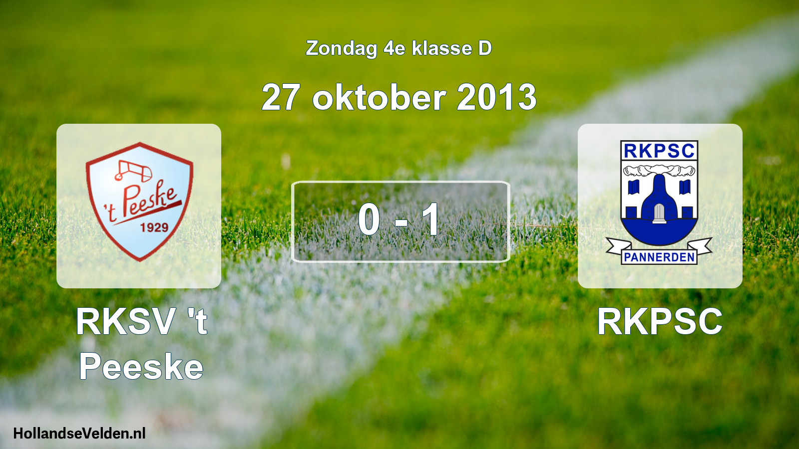 Total number of matches played: RKSV 't Peeske - RKPSC 0 - 1 (27 October 2013)