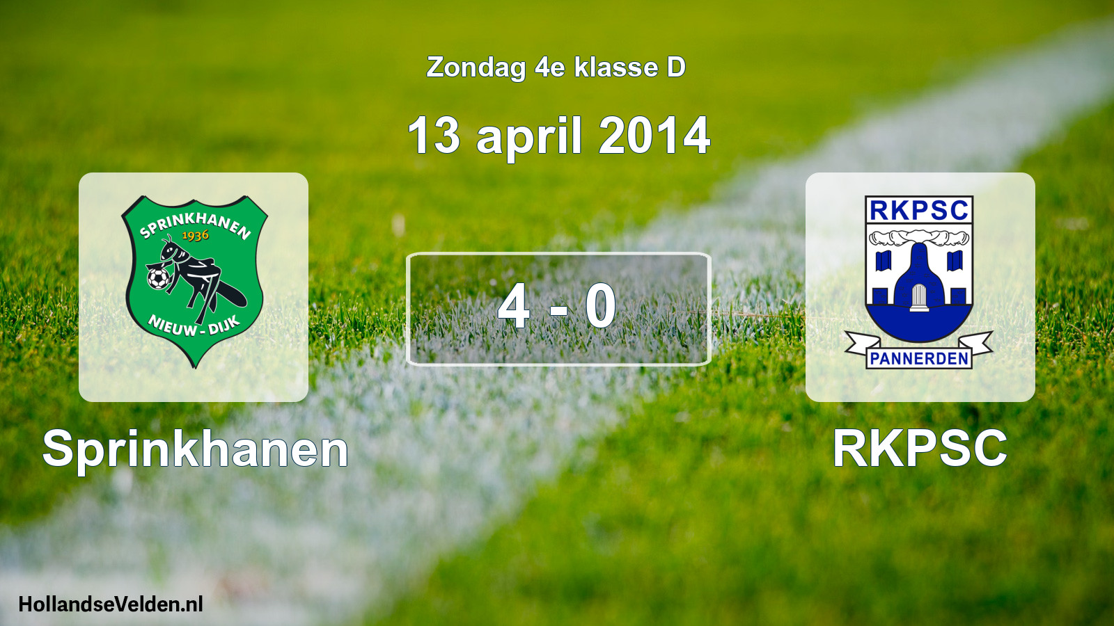 Total number of matches played: Sprinkhanen - RKPSC 4 - 0 (13 April 2014)