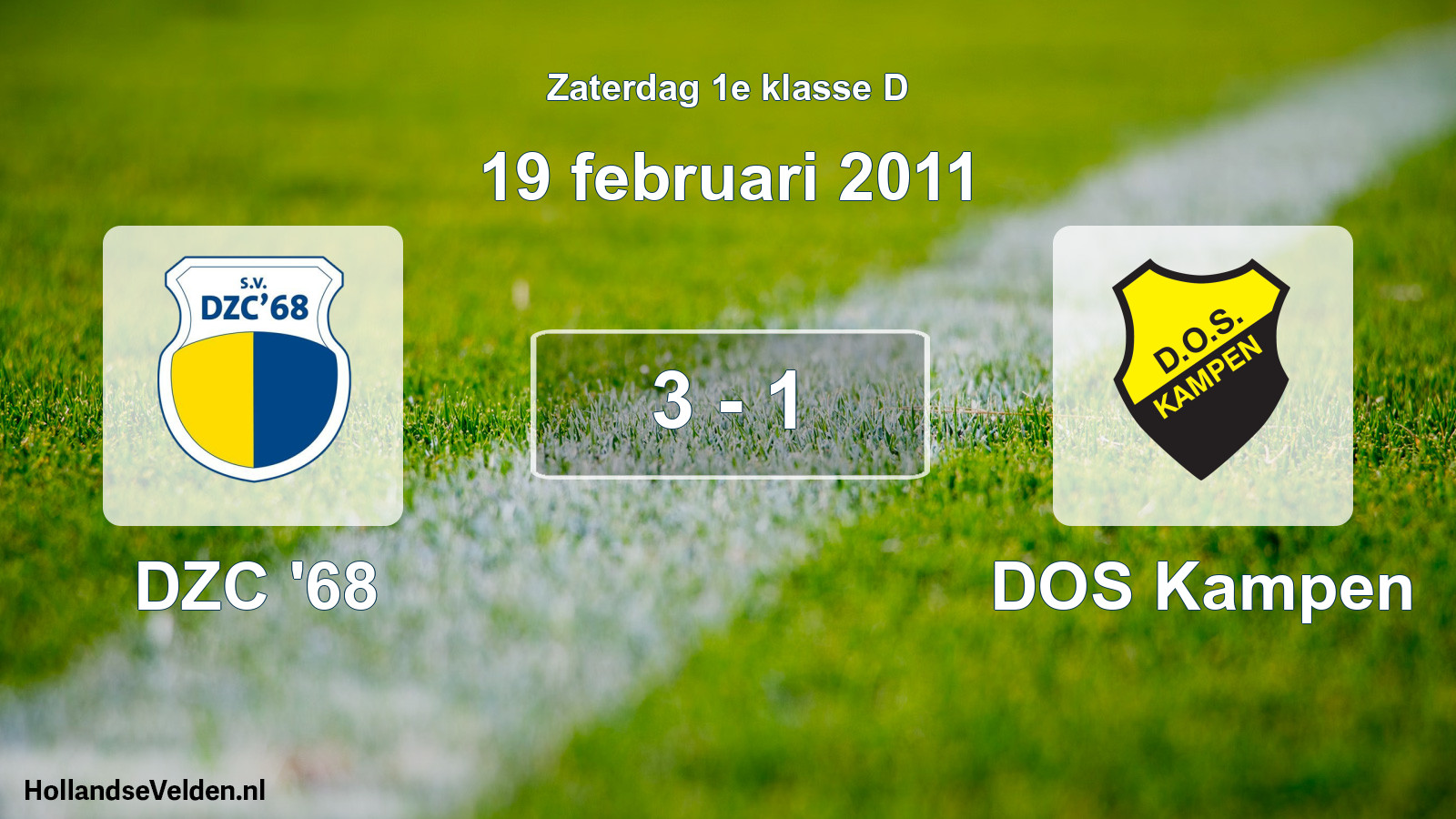 Total number of matches played: DZC '68 - DOS Kampen 3 - 1 (19 February 2011)