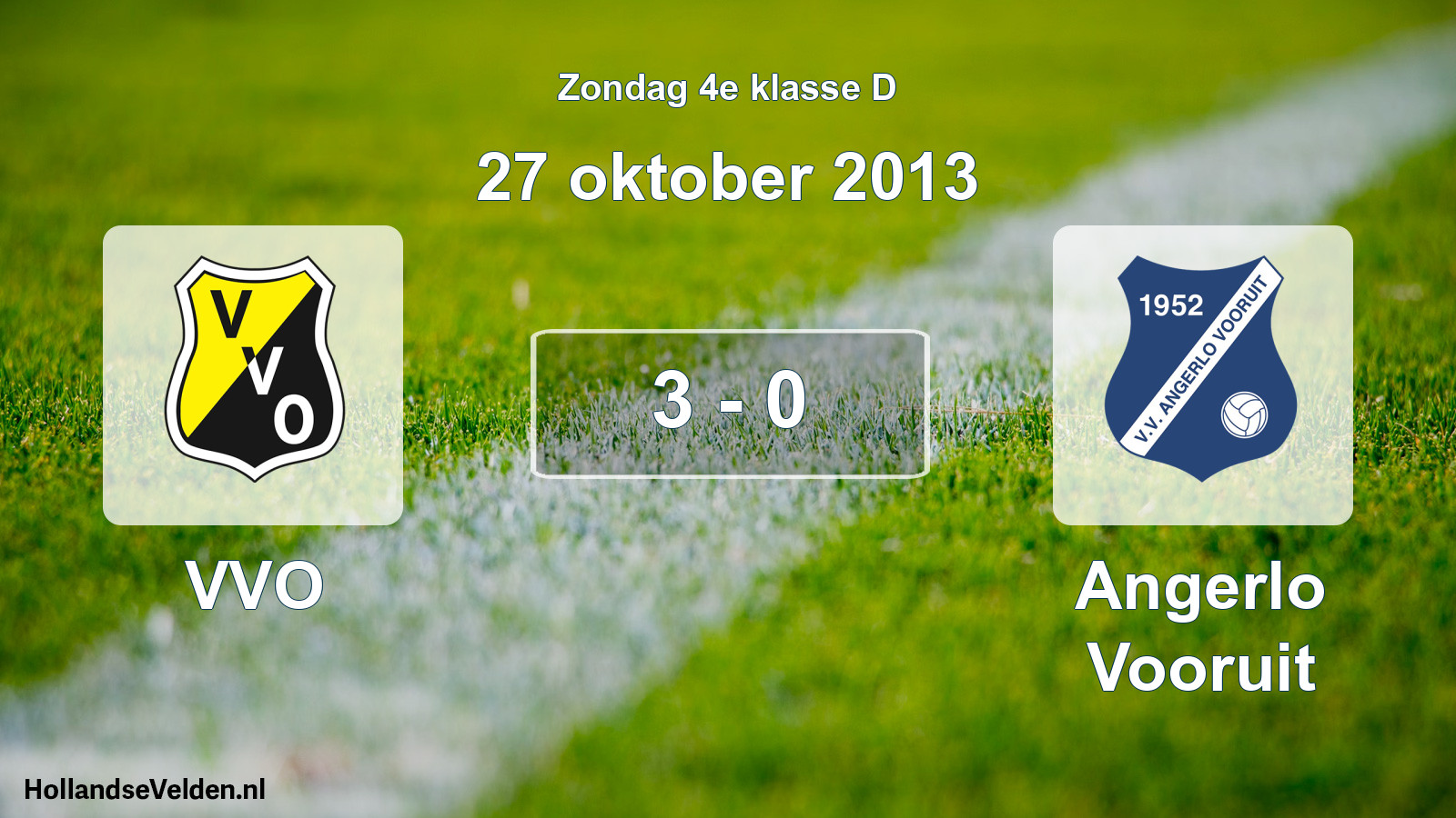 Total number of matches played: VVO - Angerlo Vooruit 3 - 0 (27 October 2013)