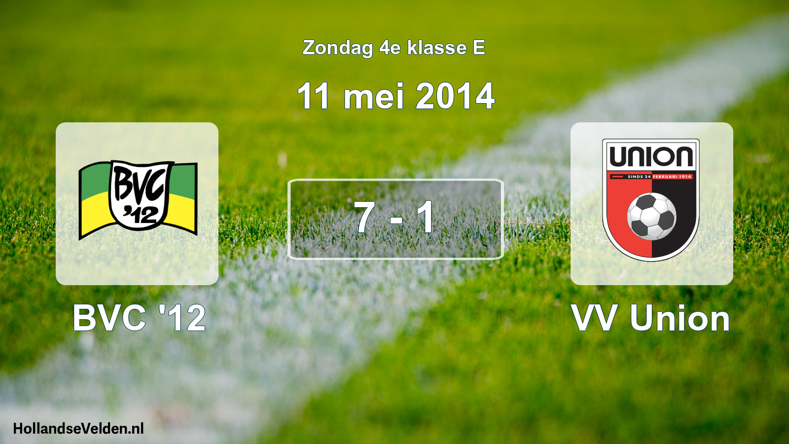 Total number of matches played: BVC '12 - VV Union 7 - 1 (11 May 2014)