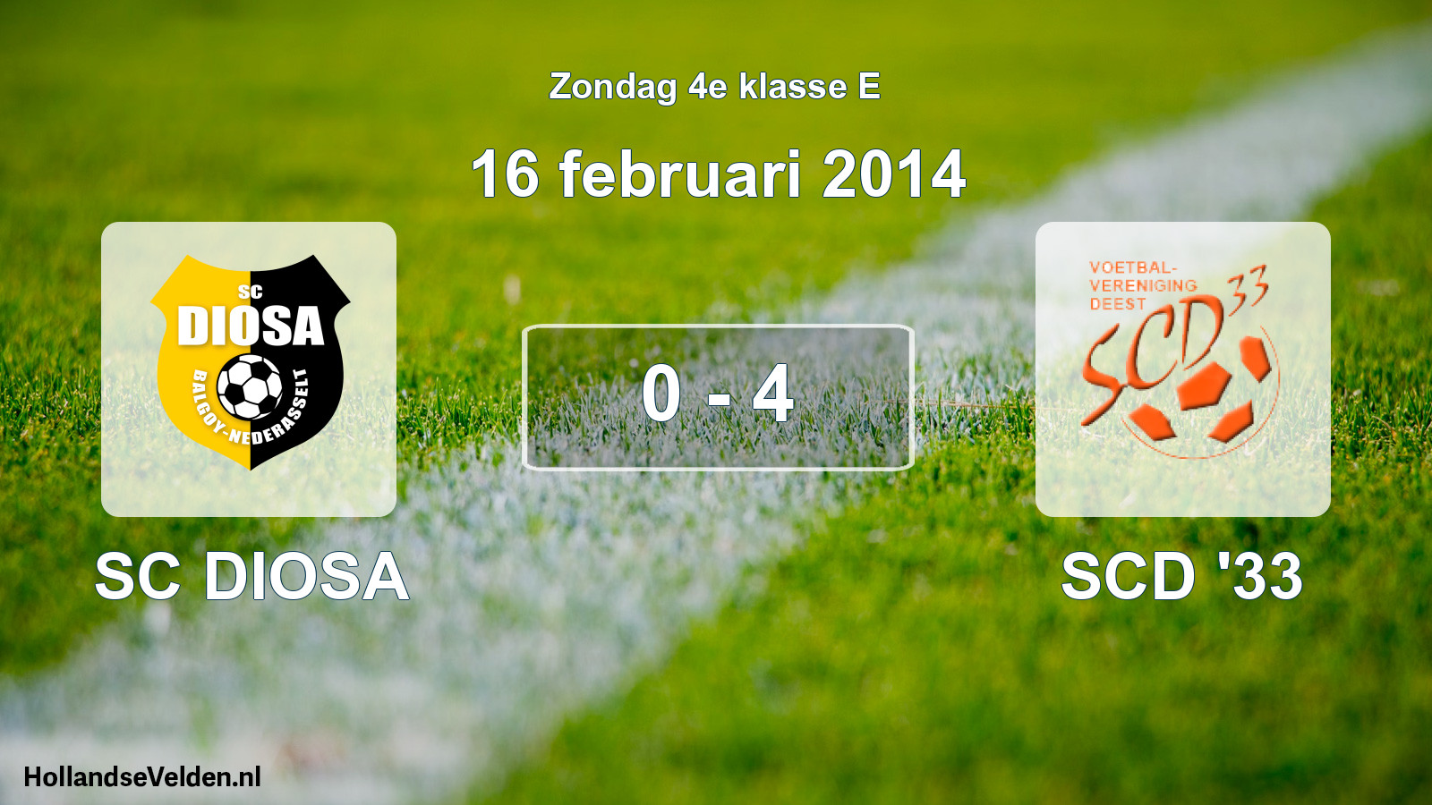 Total number of matches played: SC DIOSA - SCD '33 0 - 4 (16 February 2014)