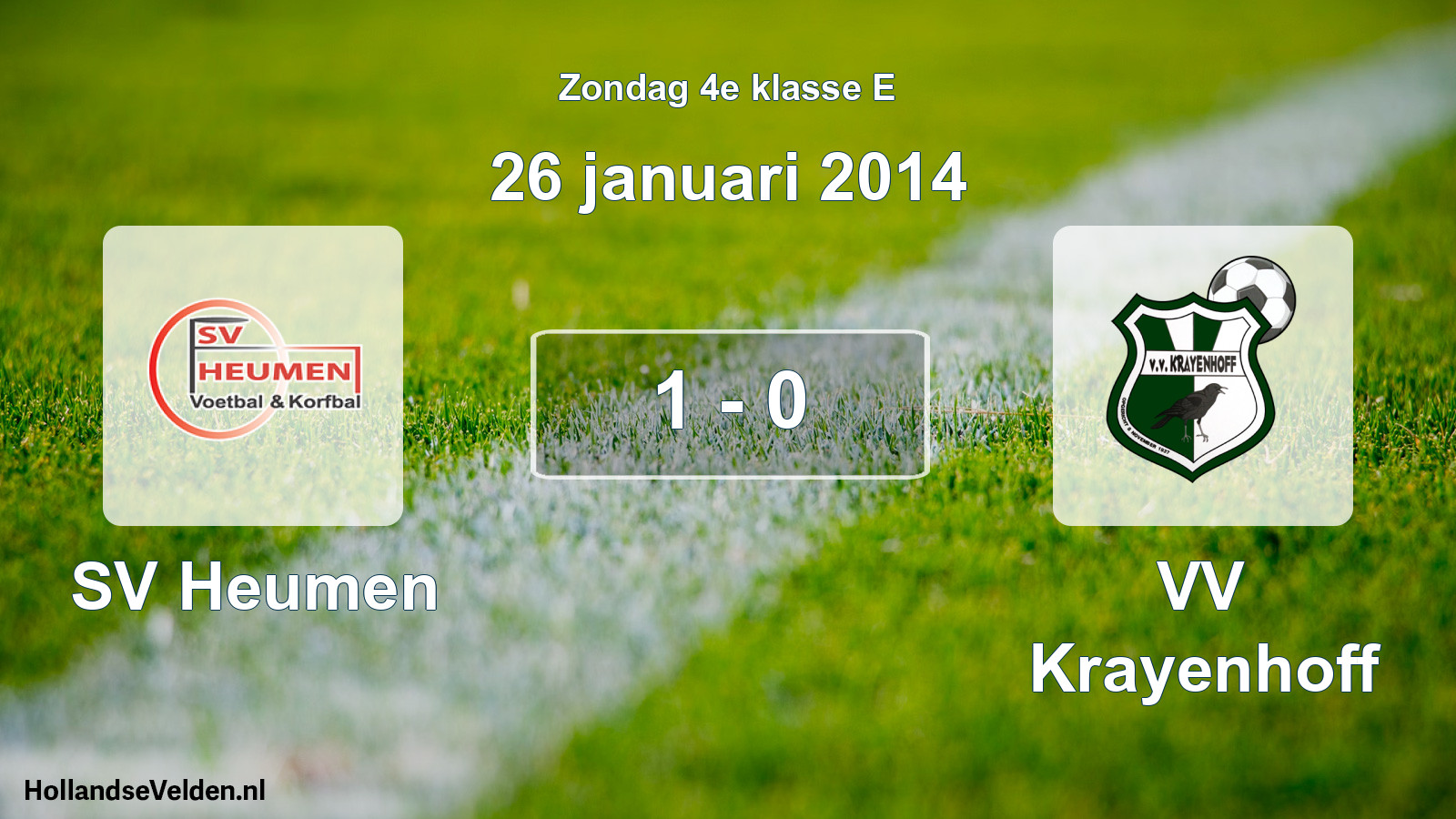 Total number of matches played: SV Heumen - VV Krayenhoff 1 - 0 (26 January 2014)