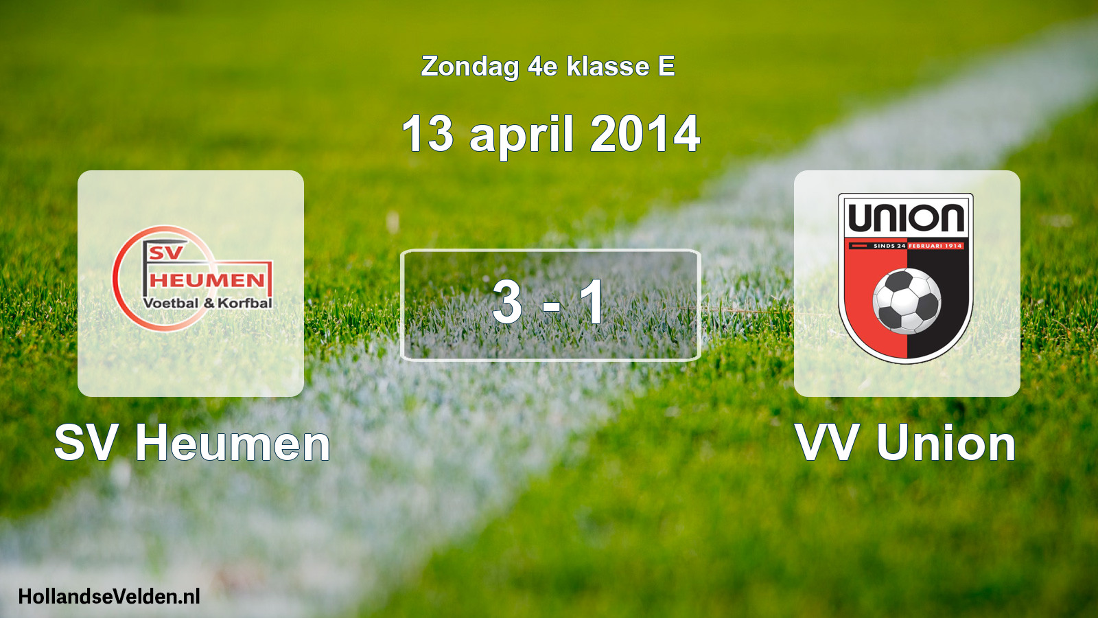 Total number of matches played: SV Heumen - VV Union 3 - 1 (13 April 2014)