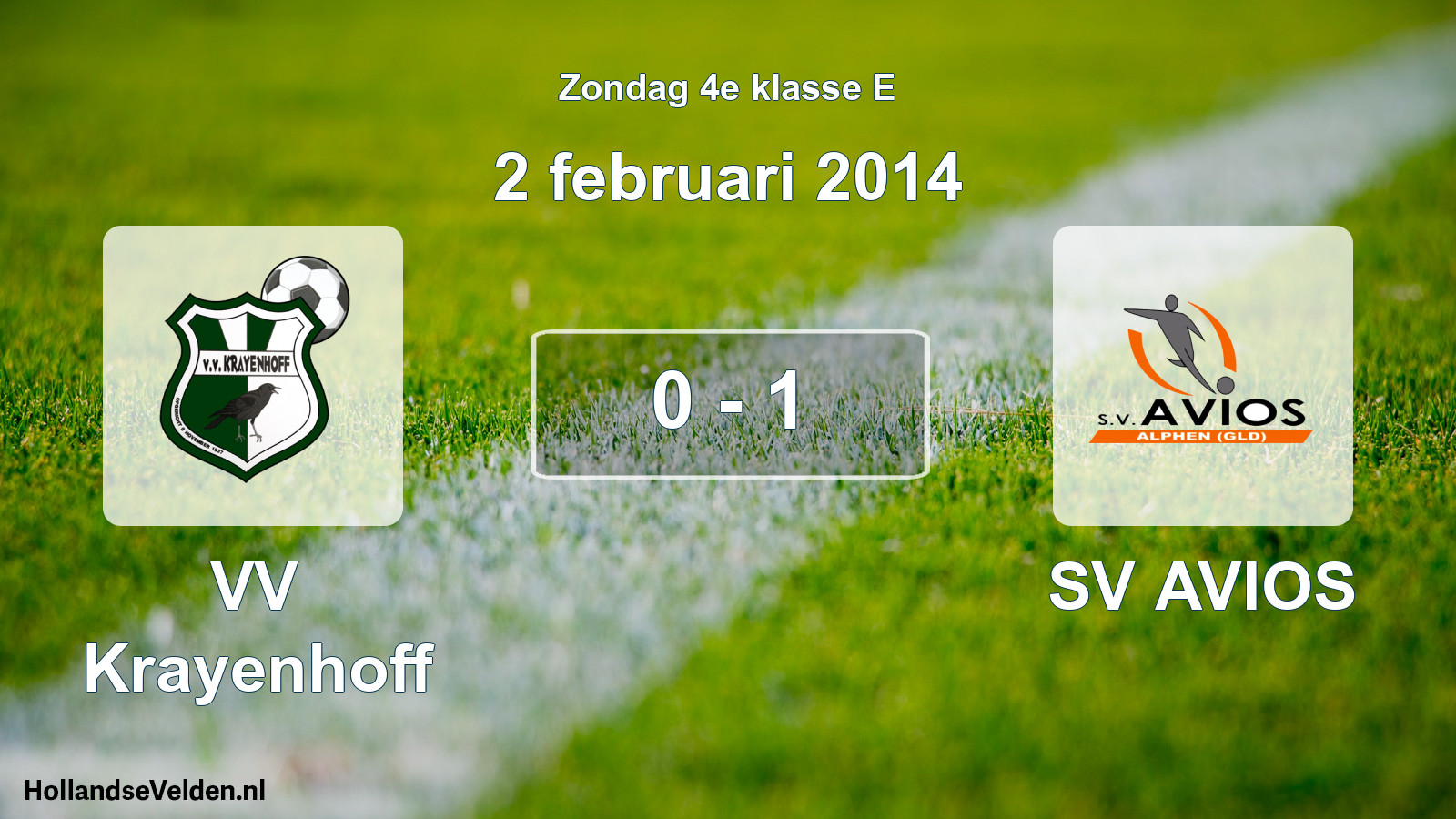 Total number of matches played: VV Krayenhoff - SV AVIOS 0 - 1 (2 February 2014)