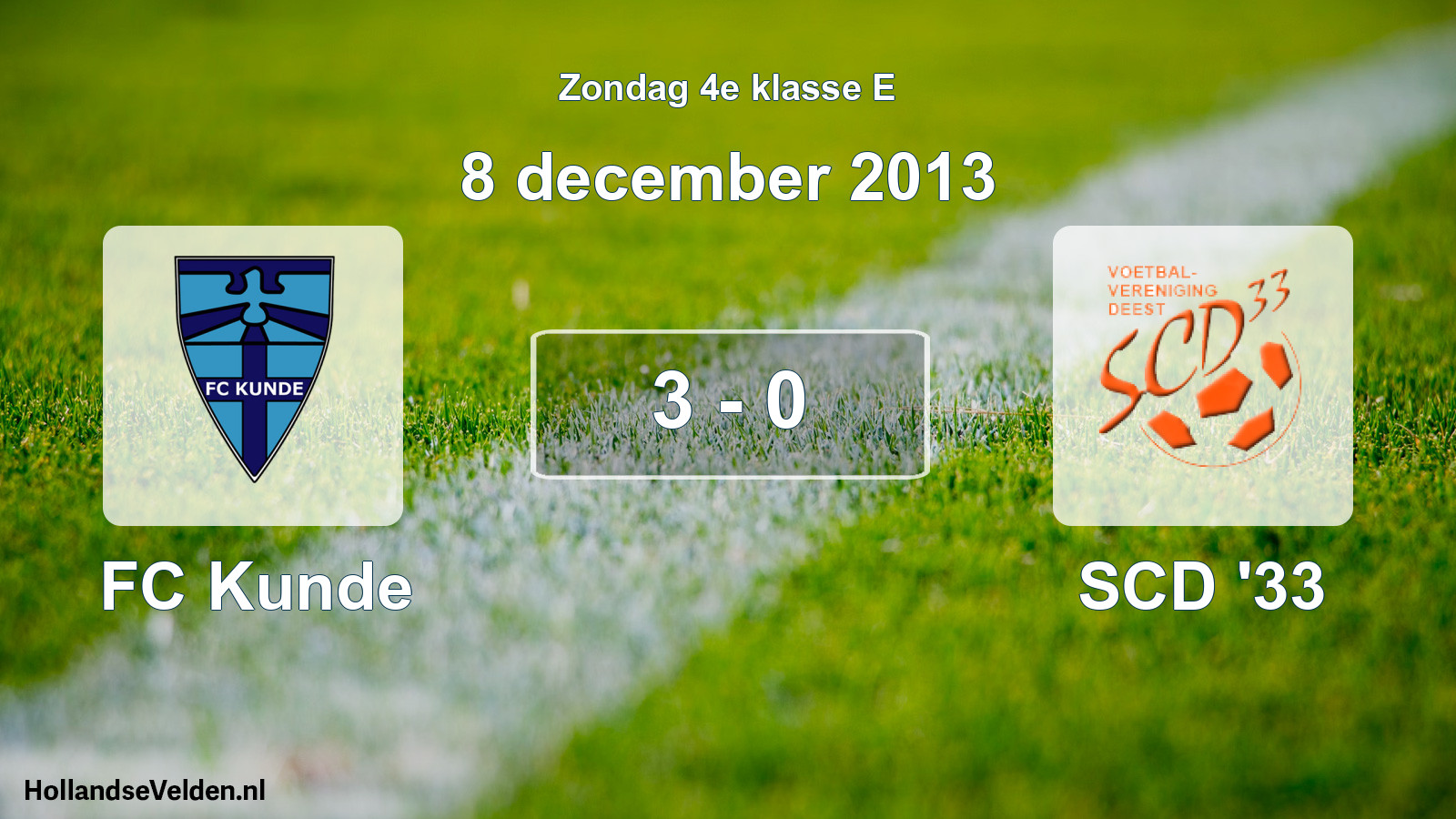 Total number of matches played: FC Kunde - SCD '33 3 - 0 (8 December 2013)