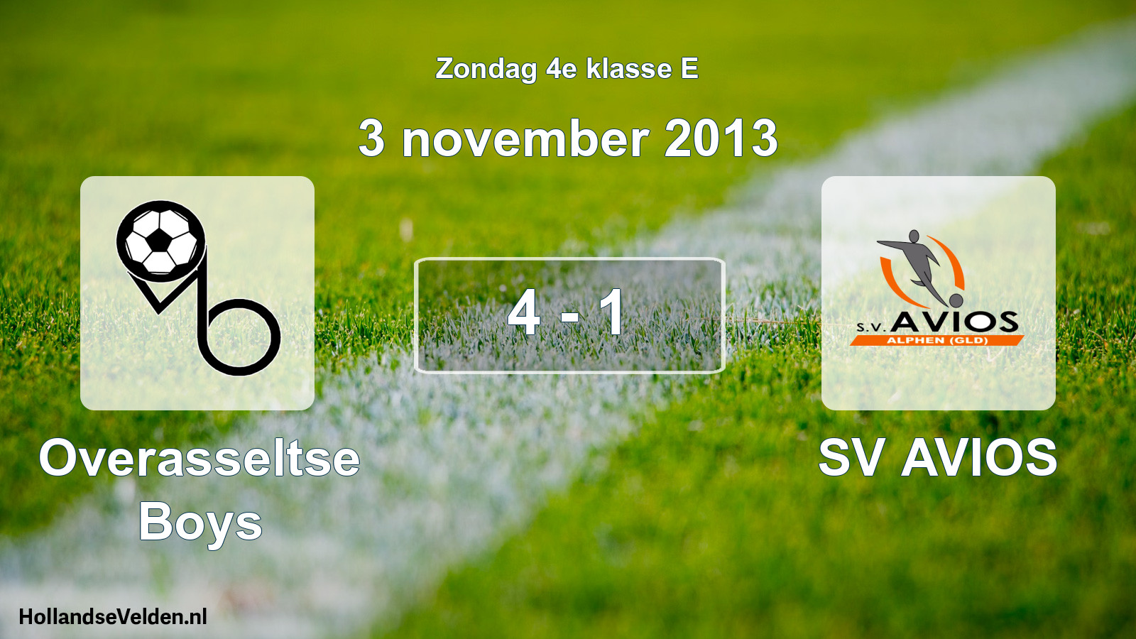 Total number of matches played: Overasseltse Boys - SV AVIOS 4 - 1 (3 November 2013)