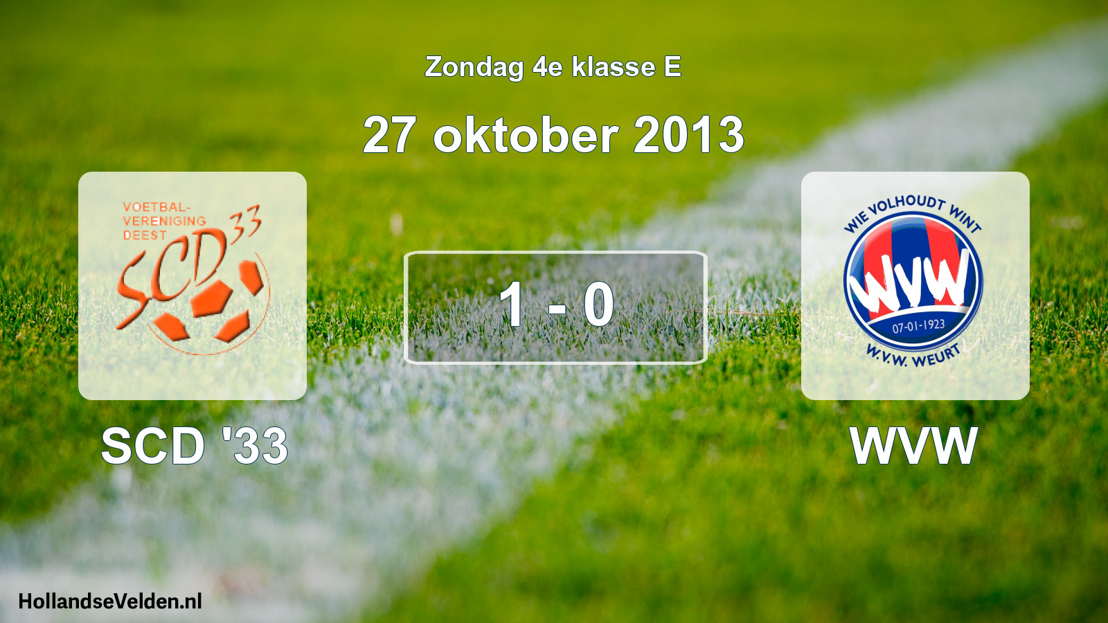 Total number of matches played: SCD '33 - WVW 1 - 0 (27 October 2013)