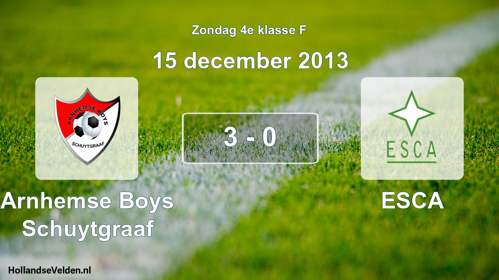 Total number of matches played: Arnhemse Boys Schuytgraaf - ESCA 3 - 0 (15 December 2013)