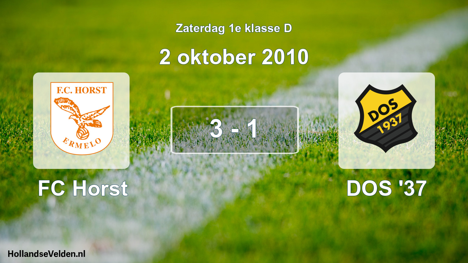 Total number of matches played: FC Horst - DOS '37 3 - 1 (2 October 2010)