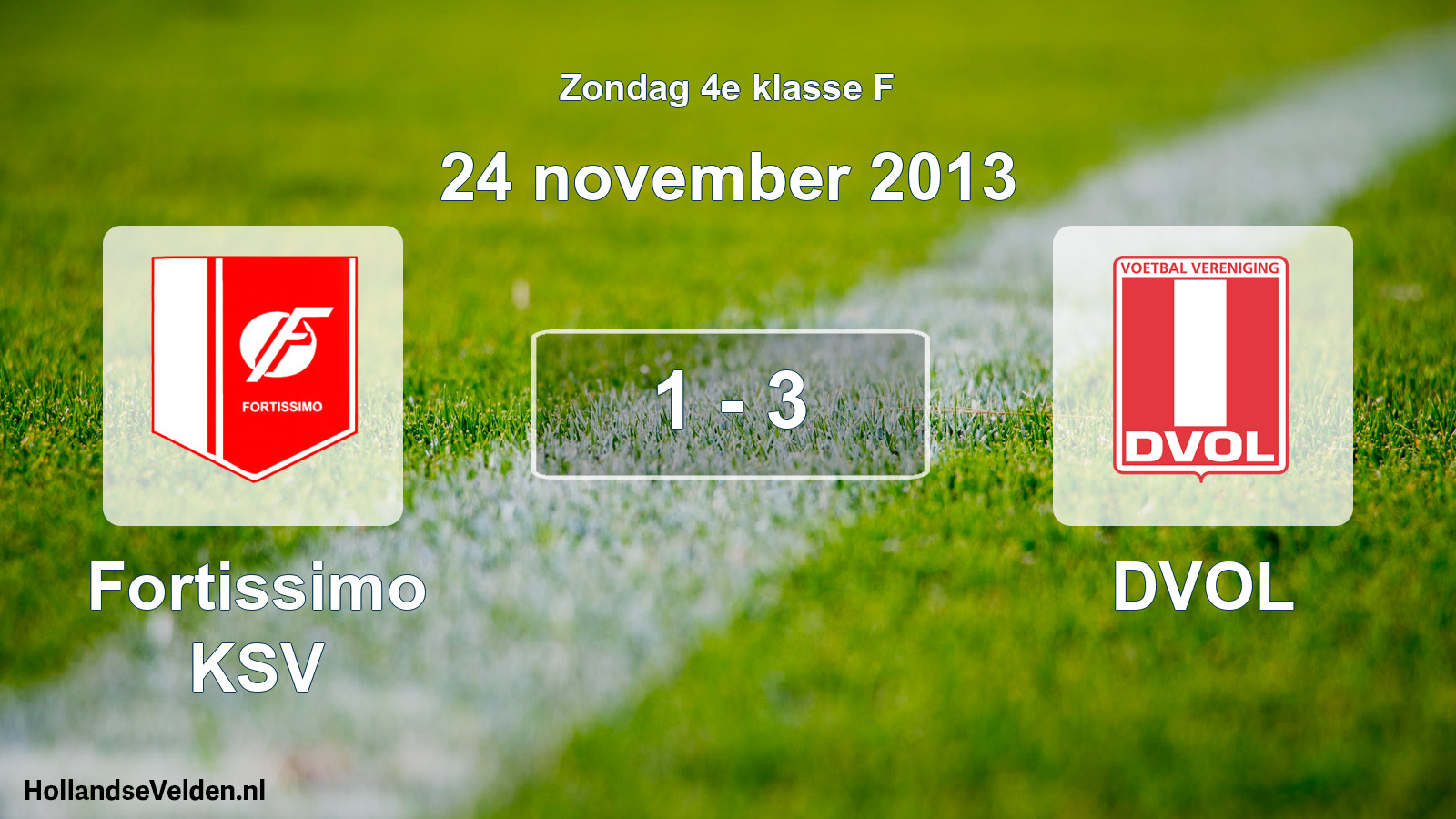 Total number of matches played: Fortissimo KSV - DVOL 1 - 3 (24 November 2013)