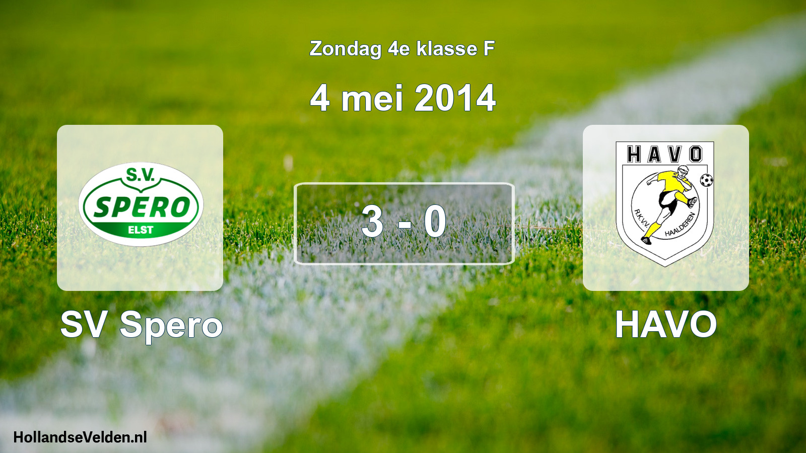 Total number of matches played: SV Spero - HAVO 3 - 0 (4 May 2014)