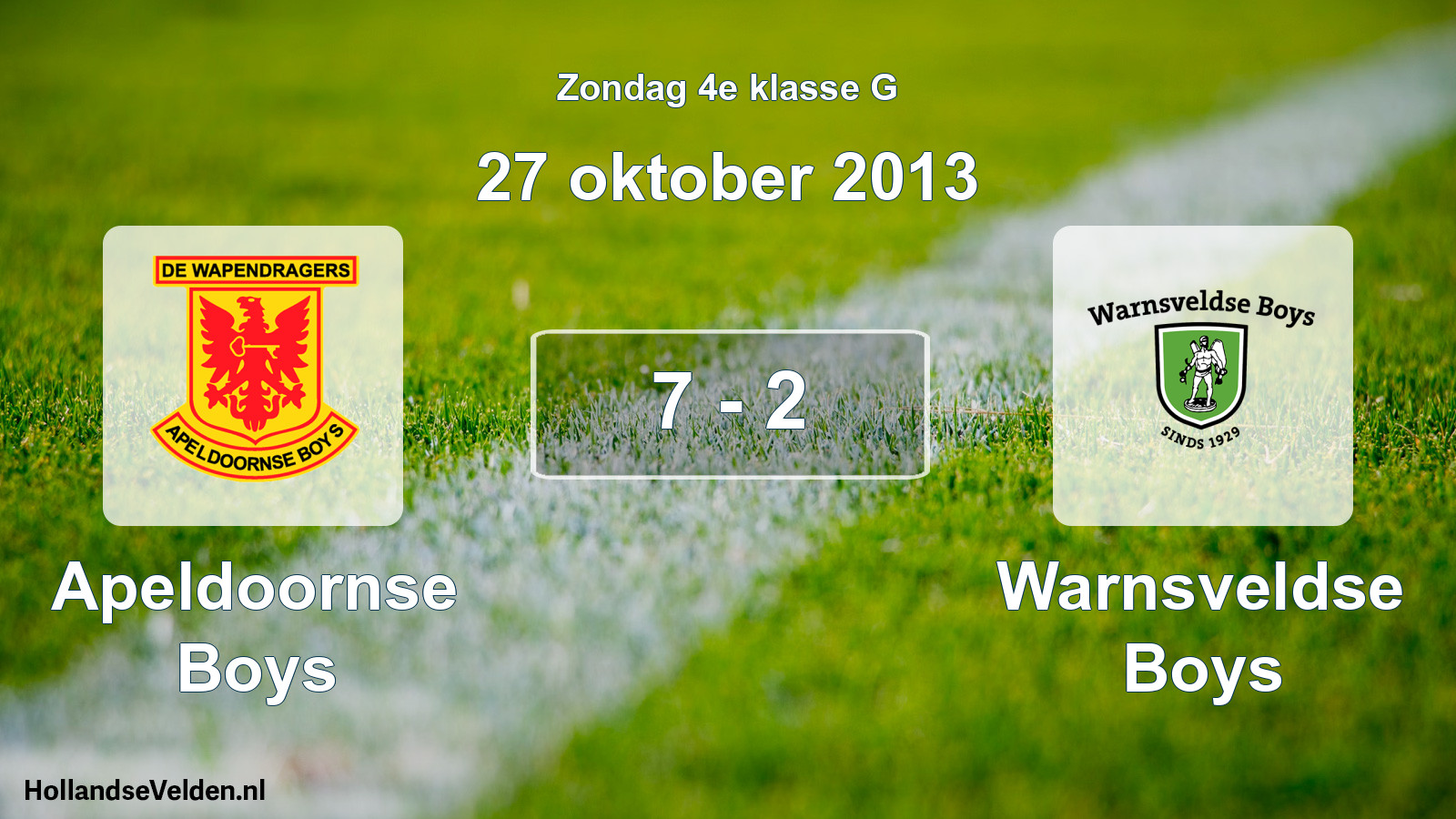 Total number of matches played: Apeldoornse Boys - Warnsveldse Boys 7 - 2 (27 October 2013)
