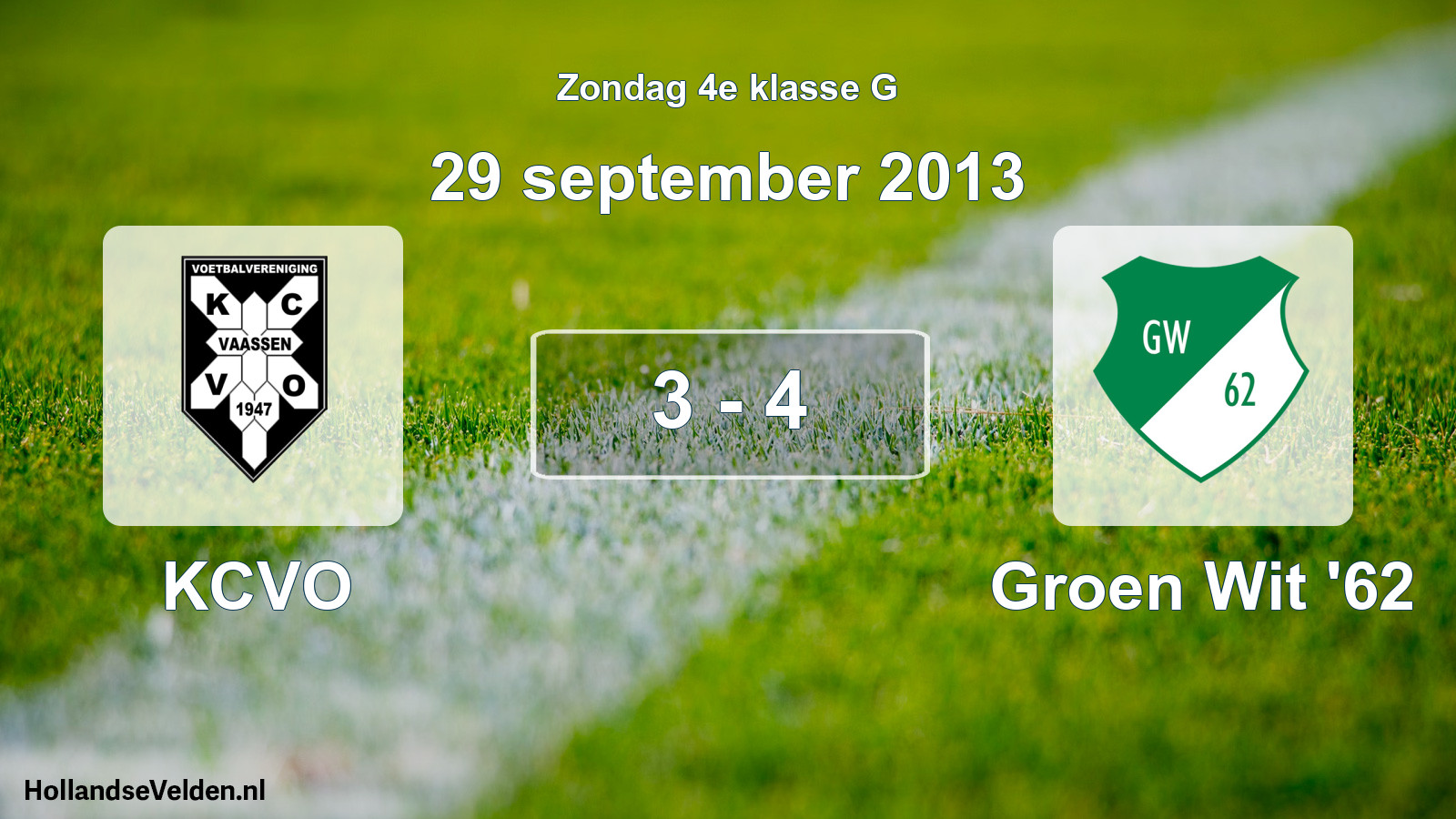 Total number of matches played: KCVO - Groen Wit '62 3 - 4 (29 September 2013)