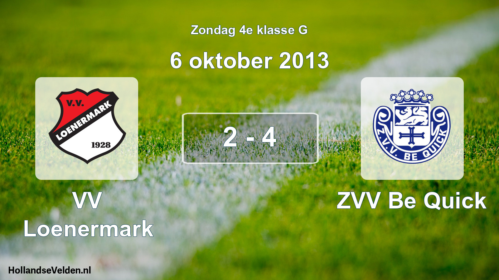 Total number of matches played: VV Loenermark - ZVV Be Quick 2 - 4 (6 October 2013)