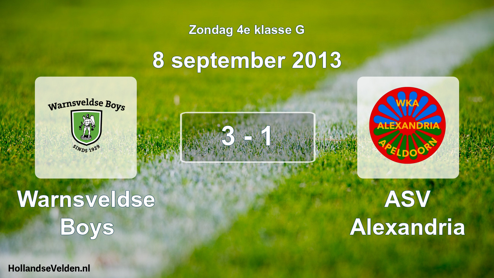 Total number of matches played: Warnsveldse Boys - ASV Alexandria 3 - 1 (8 September 2013)