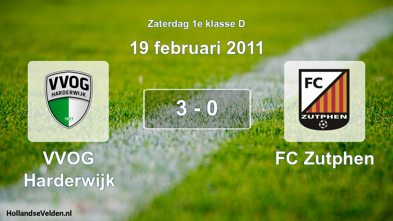 Total number of matches played: VVOG Harderwijk - FC Zutphen 3 - 0 (19 February 2011)