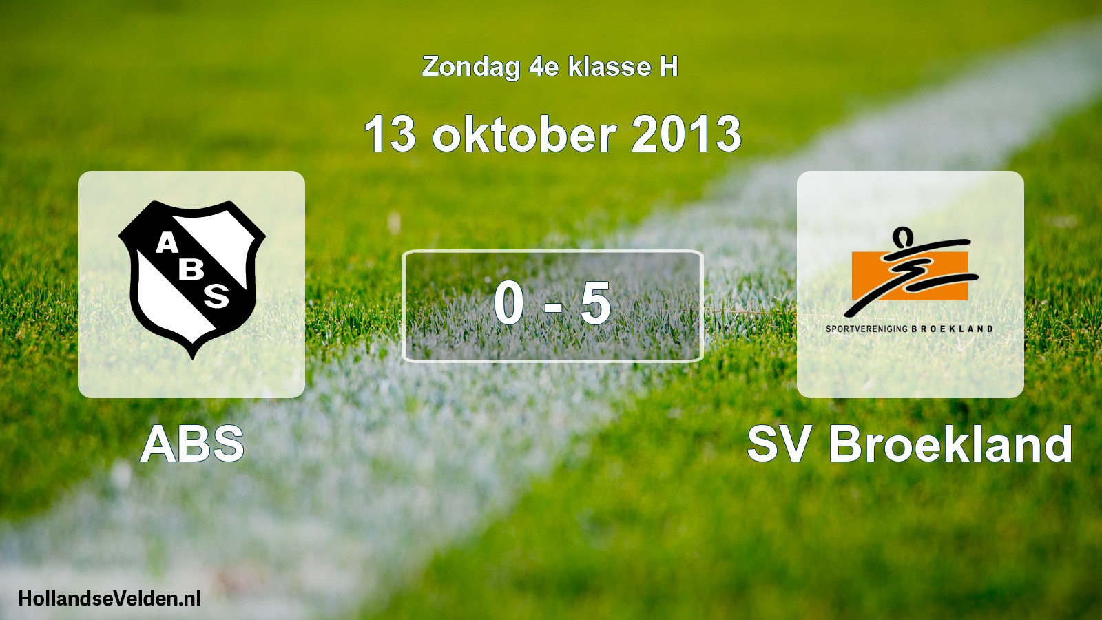 Total number of matches played: ABS - SV Broekland 0 - 5 (13 October 2013)
