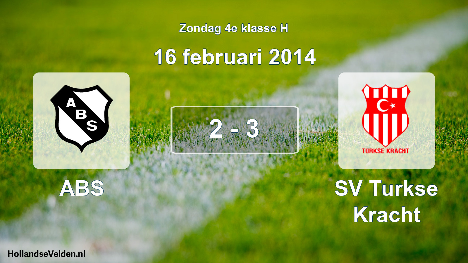 Total number of matches played: ABS - SV Turkse Kracht 2 - 3 (16 February 2014)