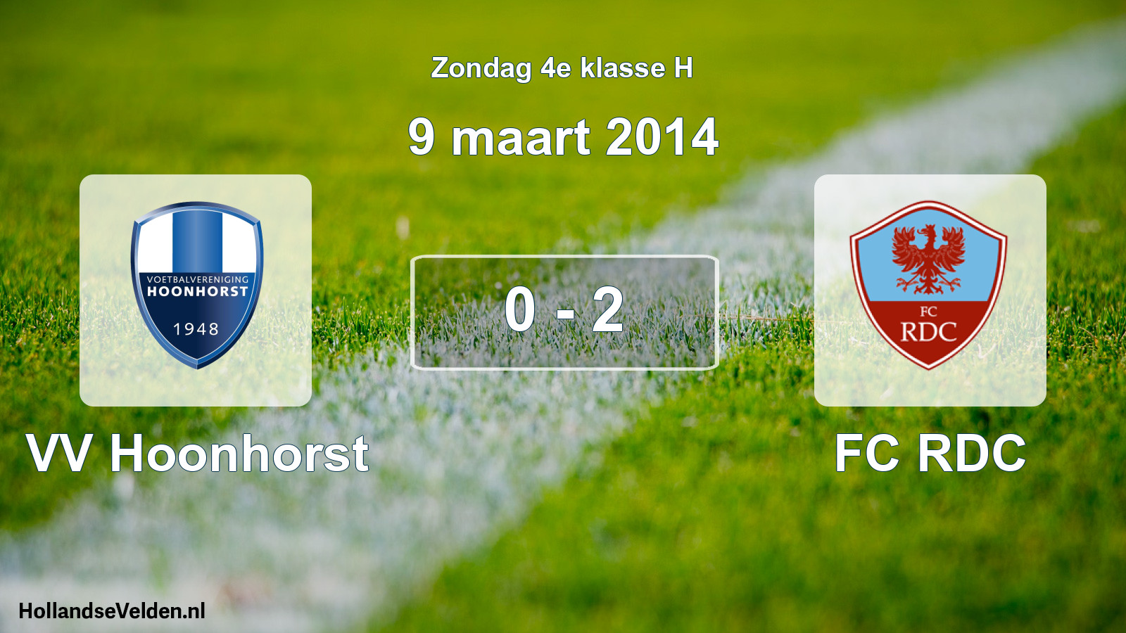 Total number of matches played: VV Hoonhorst - FC RDC 0 - 2 (9 March 2014)
