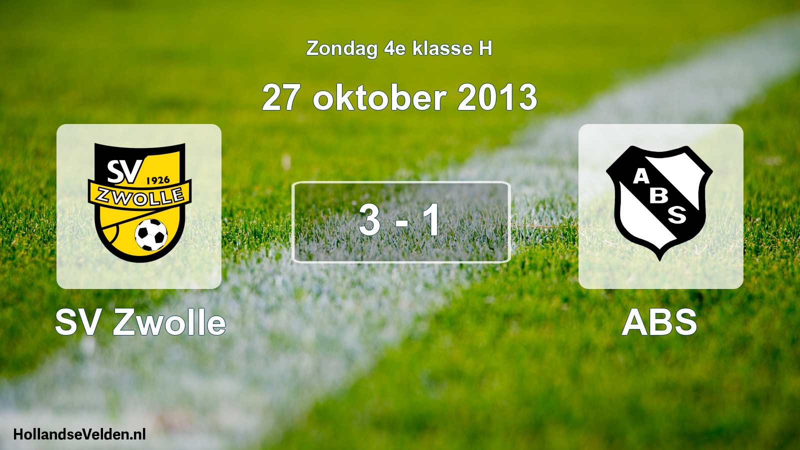 Total number of matches played: SV Zwolle - ABS 3 - 1 (27 October 2013)