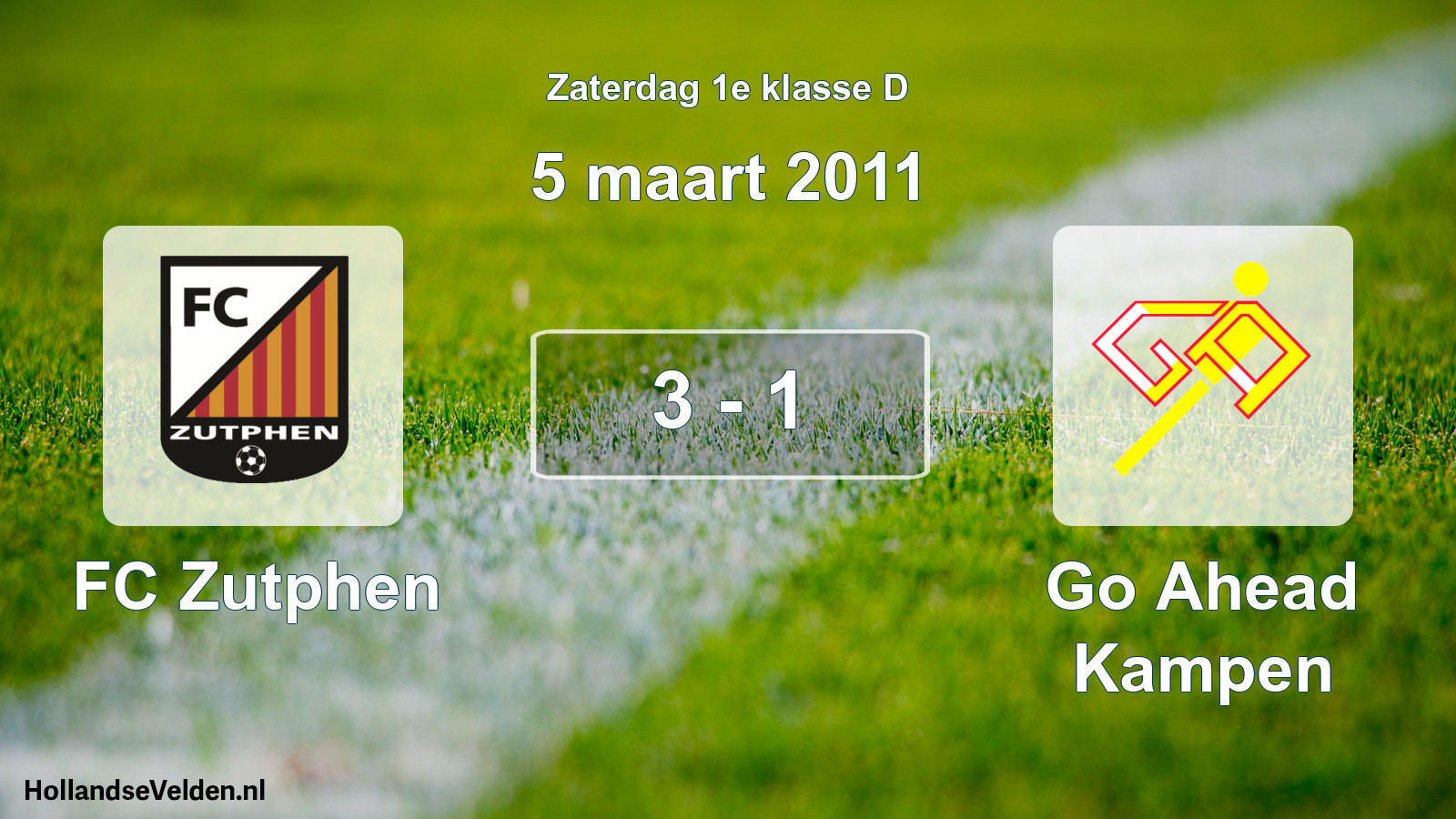Total number of matches played: FC Zutphen - Go Ahead Kampen 3 - 1 (5 March 2011)