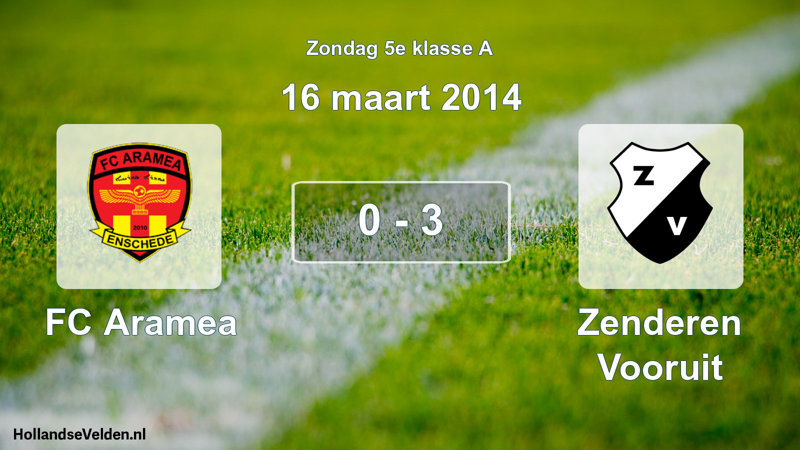 Total number of matches played: FC Aramea - Zenderen Vooruit 0 - 3 (16 March 2014)