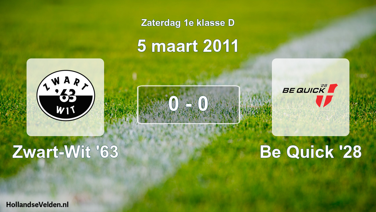 Total number of matches played: Zwart-Wit '63 - Be Quick '28 0 - 0 (5 March 2011)